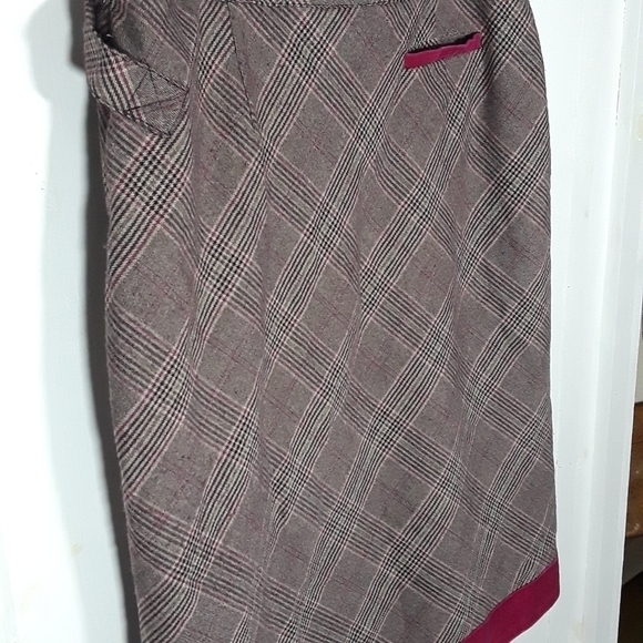 Oscar de la Renta Plaid Faux Wrap A line Skirt Size 12 - Picture 8 of 11